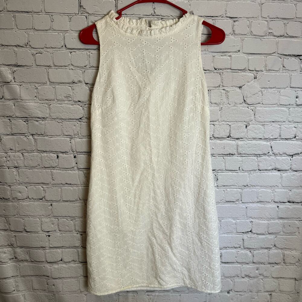 Sail to Sable Ivory Eyelet Dress‎ Size XS Sleeveless Cutout Ruched classic fem